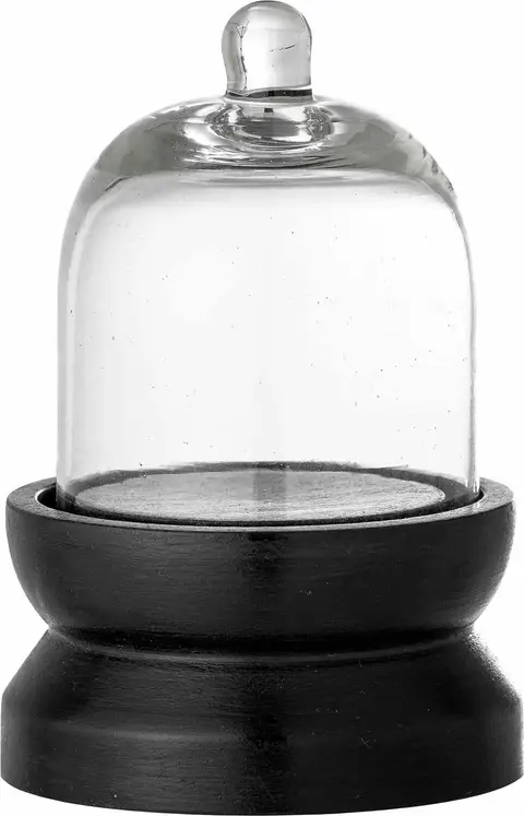 Cloche Talisa, schwarz aus Holz, Glas