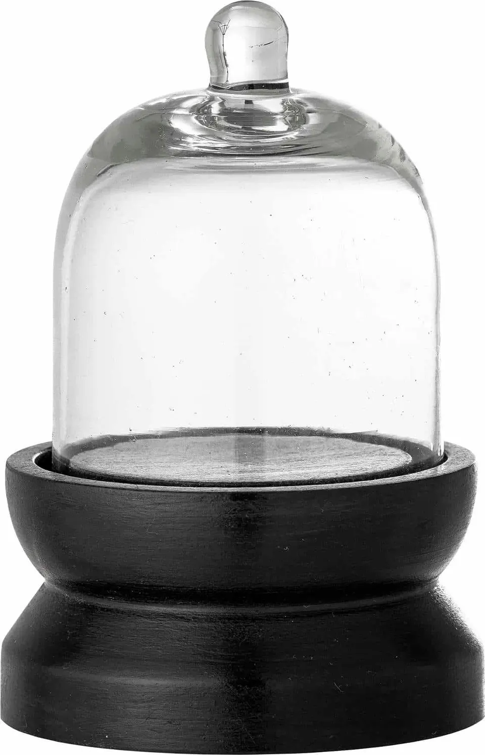 Cloche Talisa, schwarz aus Holz, Glas