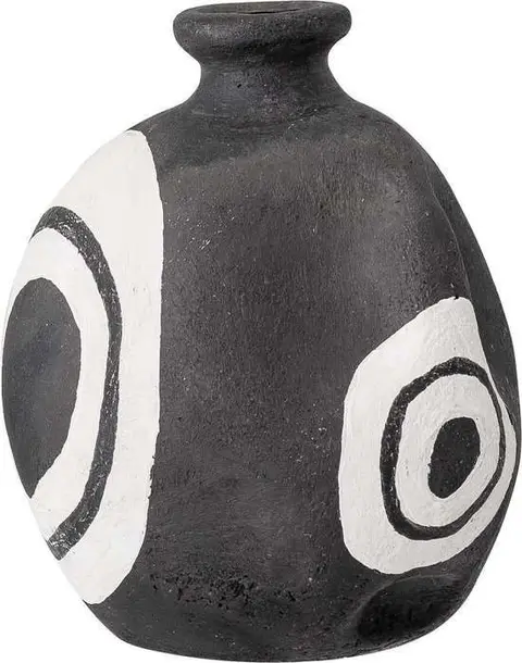 Vase Mika, scharz, weiß aus Keramik