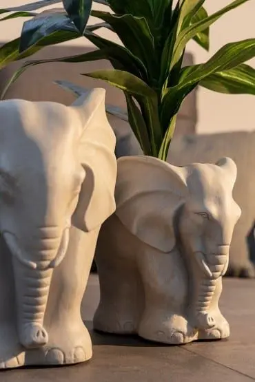 Übertopf ELEFANT L, Beige aus Tonfaser – Ansicht 2 – Ansicht 2