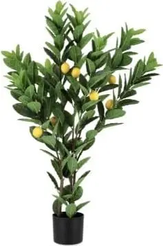 Kunstpflanze Zitronenbaum H115, Gelb, Grün aus Kunststoff