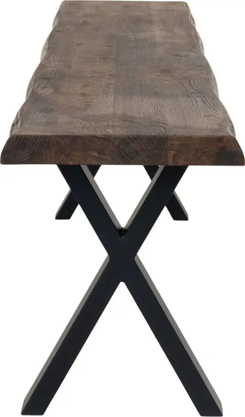Bank aus Eiche/Metall, 180 cm, Braun, Schwarz – Ansicht 2 – Ansicht 2