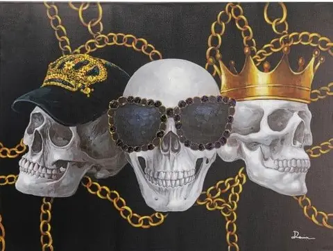 Skelett Bande, Schwarz, Gold aus Leinwandbild – Ansicht 2 – Ansicht 2