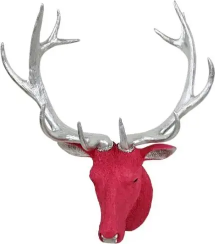 Hirsch Pink/ Silber aus Polyresin