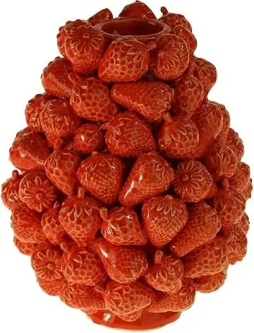 Erdebeer Vase H25, Rot aus Keramik