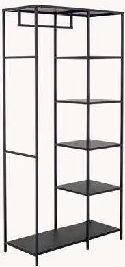 Offener Metall-Kleiderschrank 90x40x184cm, schwarz aus Metall, beschichtet