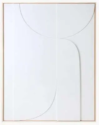Bild Rahmenrelief Struktur Weiß B100 x H123, Creme aus Holzfaserplatte, Eschenholz