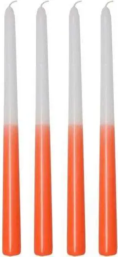 Stabkerzen Dubli in Orange/Weiß, 4 Stück