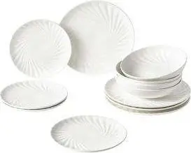 Porzellan Geschirr-Set Malina, 4 Personen (12er-Set), Weiß aus Porzellan