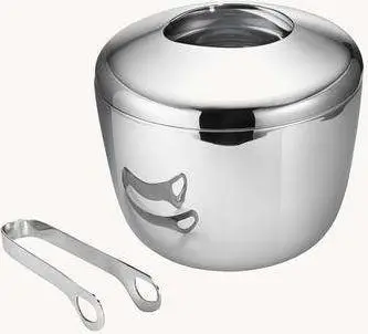 Edelstahl-Eiskühler mit Zange, Silberfarben aus Edelstahl
