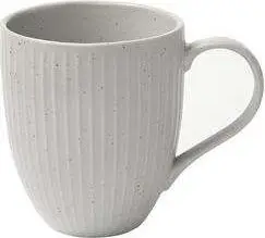 Kaffeebecher mit Relief, 4 Stk gesprenkelt, Hellgrau, gesprenkelt aus Steingut