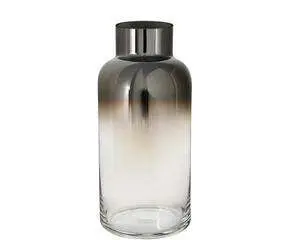 Mundgeblasene Glas-Vase Uma Schwarz, Transparent, Chrom, Schwarz aus Glas