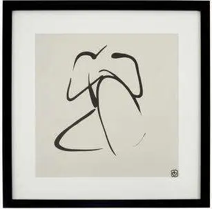 Gerahmter Digitaldruck Lady, Schwarz, Weiß, Beige aus Digitaldruck, Kunststoff, Glas
