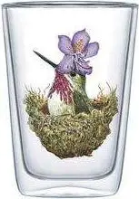 Latte-Macchiato-Becher Vogel, Transparent aus Borosilikatglas