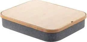 Tragbarer Schreibtisch für Leptop, Natur, Hellgrau aus Stoff, Holz