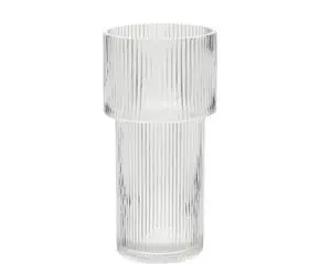 Glas-Vase LIVINA mit geriffelter Oberfläche H 30 cm, Transparent aus Glas