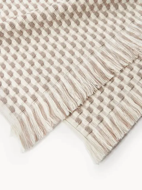 Duschtuch in Off-White und Nougat mit Fransen – Ansicht 2 – Ansicht 2