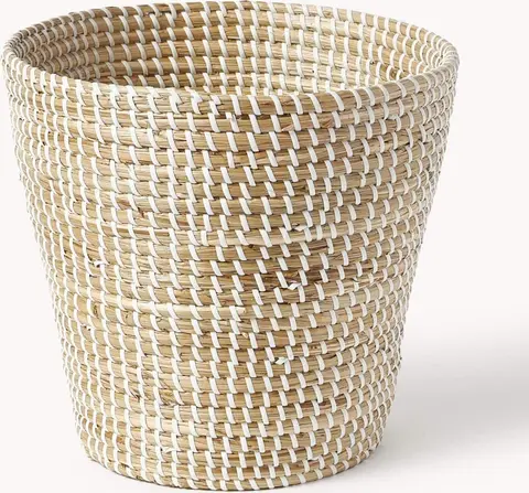 Papierkorb Seegras, Beige aus Seegras, Kunststoff