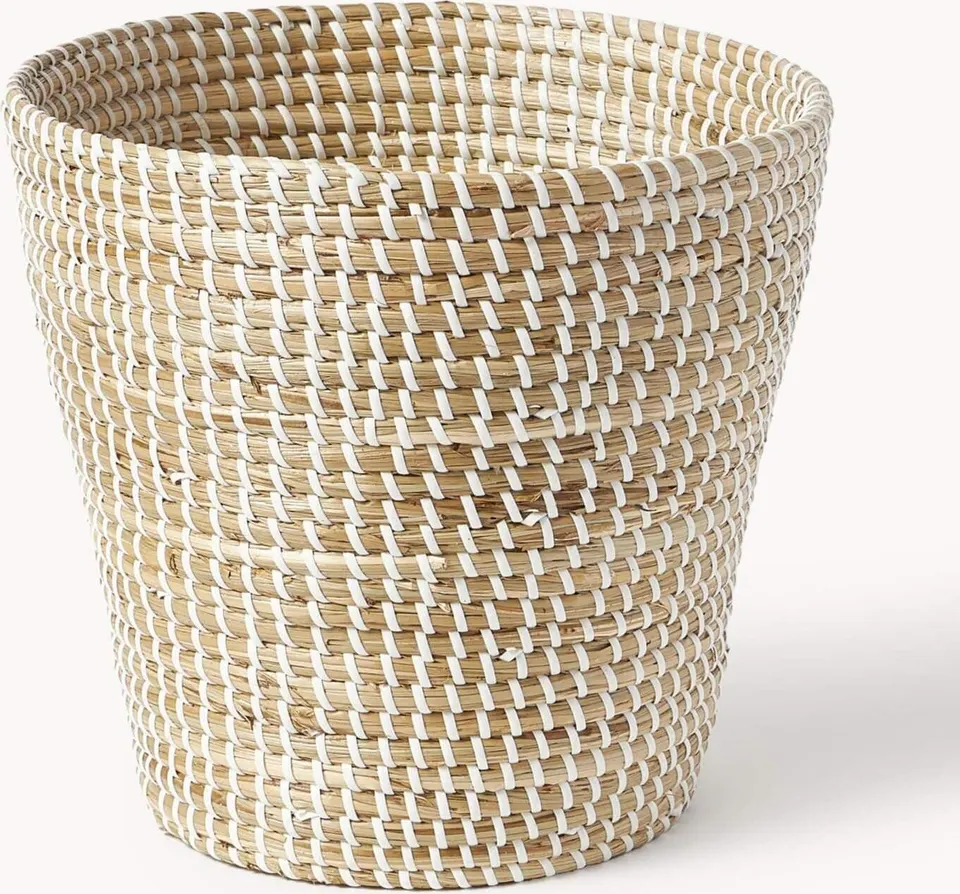 Papierkorb Seegras, Beige aus Seegras, Kunststoff
