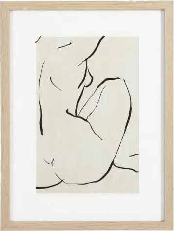 Bild Frau Refined 1 30×40, helles Holz, Weiß, Schwarz