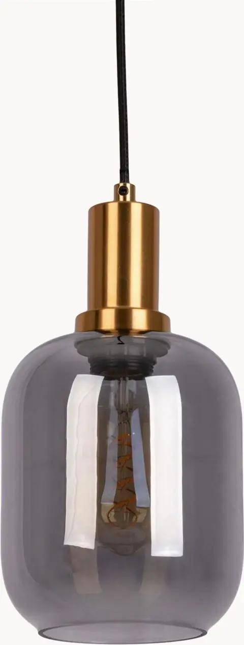 Pendelleuchte Rauchglas aus Rauchglas, Metall lackiert