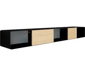 Wand-Sideboard m. Holz B 120 cm H 15 cm, Schwarz aus Metall