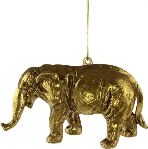 Baumanhänger ELEFANT Gold aus Kunststoff