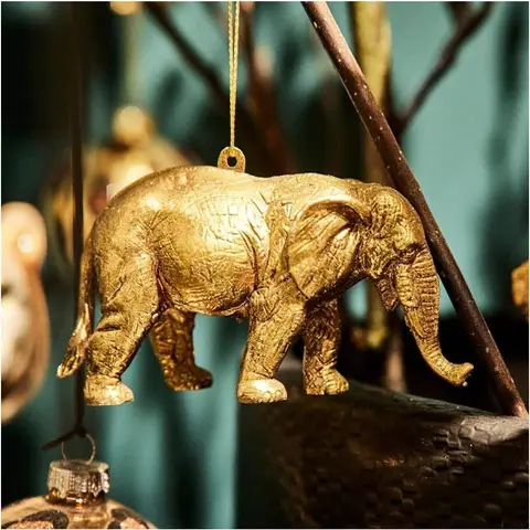 Baumanhänger ELEFANT Gold aus Kunststoff – Ansicht 2 – Ansicht 2