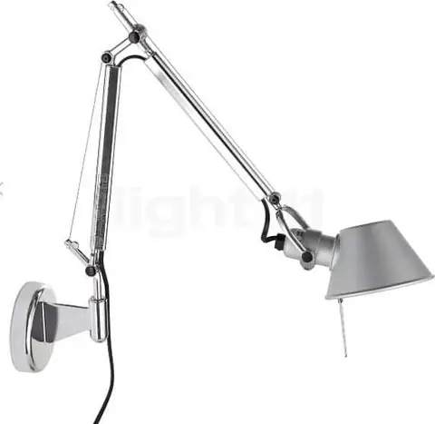 Große verstellbare Wandleuchte Tolomeo Micro, Silber aus Aluminium