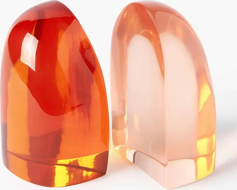 Buchstützen Celina, 2er-Set, rot, orange aus Glas