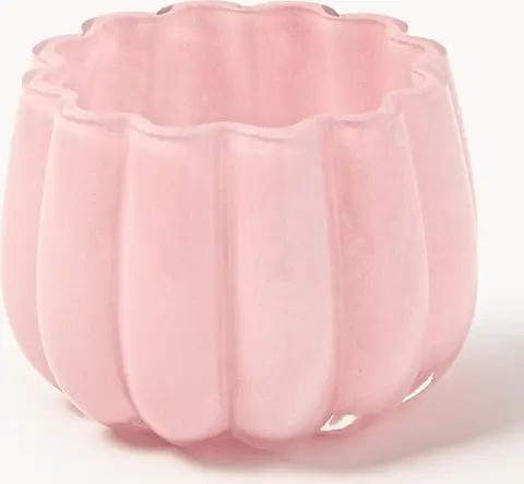Mundgeblasener Glas-Teelichthalter Melon, rose