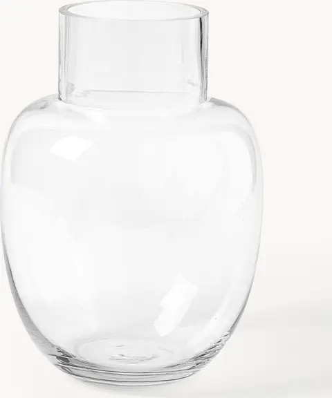 Handgefertigte Klassische Glas-Vase H 25 cm, Transparent aus Glas