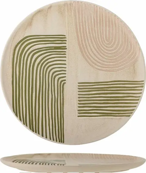 Servierplatte Amica Steingut, Grün, Beige aus Steingut