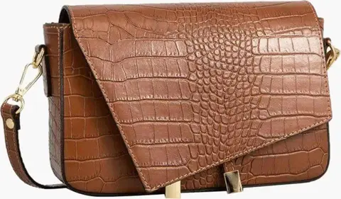 Handgefertigte Leder-Schultertasche Aela Croco, braun