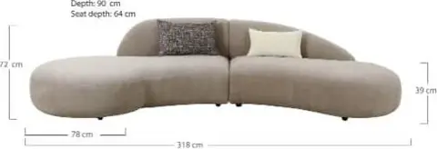 Sofa GIDENEV L 318 x B 90 x H 72, Grau aus Polyester, Schaumstoff – Ansicht 2 – Ansicht 2