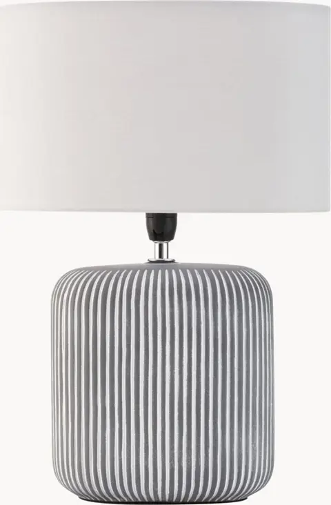 Gestreifte Ovale Keramik-Tischlampe Pure Shine aus Keramik, Textil