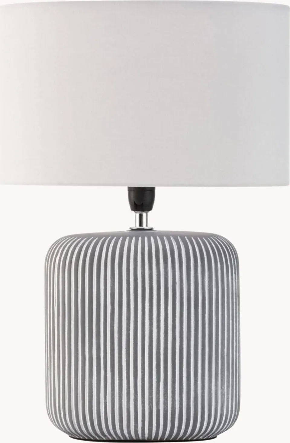 Gestreifte Ovale Keramik-Tischlampe Pure Shine aus Keramik, Textil