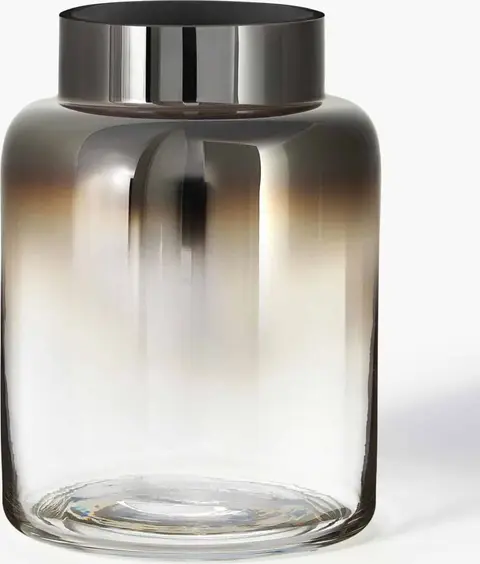 Mundgeblasene Glas-Vase H 20, Schwarz, Transparent aus Glas