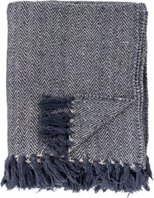 Decke Herringbone Blau 160×130 aus Recycelte Baumwolle