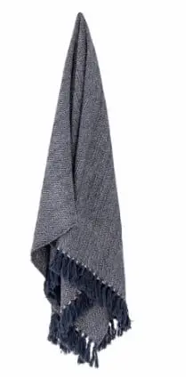 Decke Herringbone Blau 160×130 aus Recycelte Baumwolle – Ansicht 2 – Ansicht 2