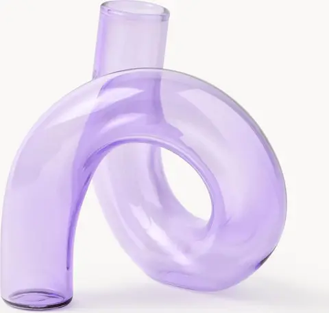Handgefertigte Vase Zaida, H 12 cm, lila aus Glas