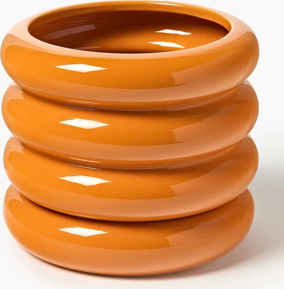 Kleiner Blumentopf Rudi, orange aus Keramik