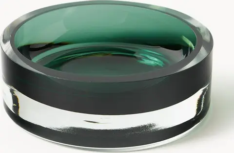 Mundgeblasenes Deko-Schale Grün D15 x H5 aus Glas