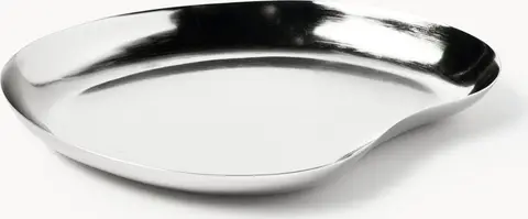 Kleines Deko-Tablett chrom, Silberfarben aus Edelstahl geürstet