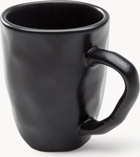 Tassen Organic Black 4 Stück, Schwarz aus Steingut