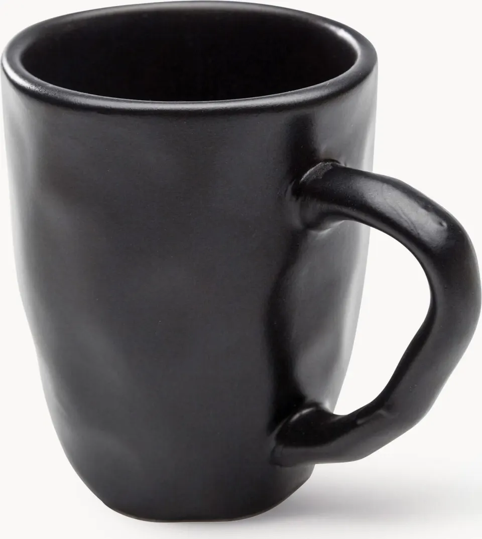Tassen Organic Black 4 Stück, Schwarz aus Steingut