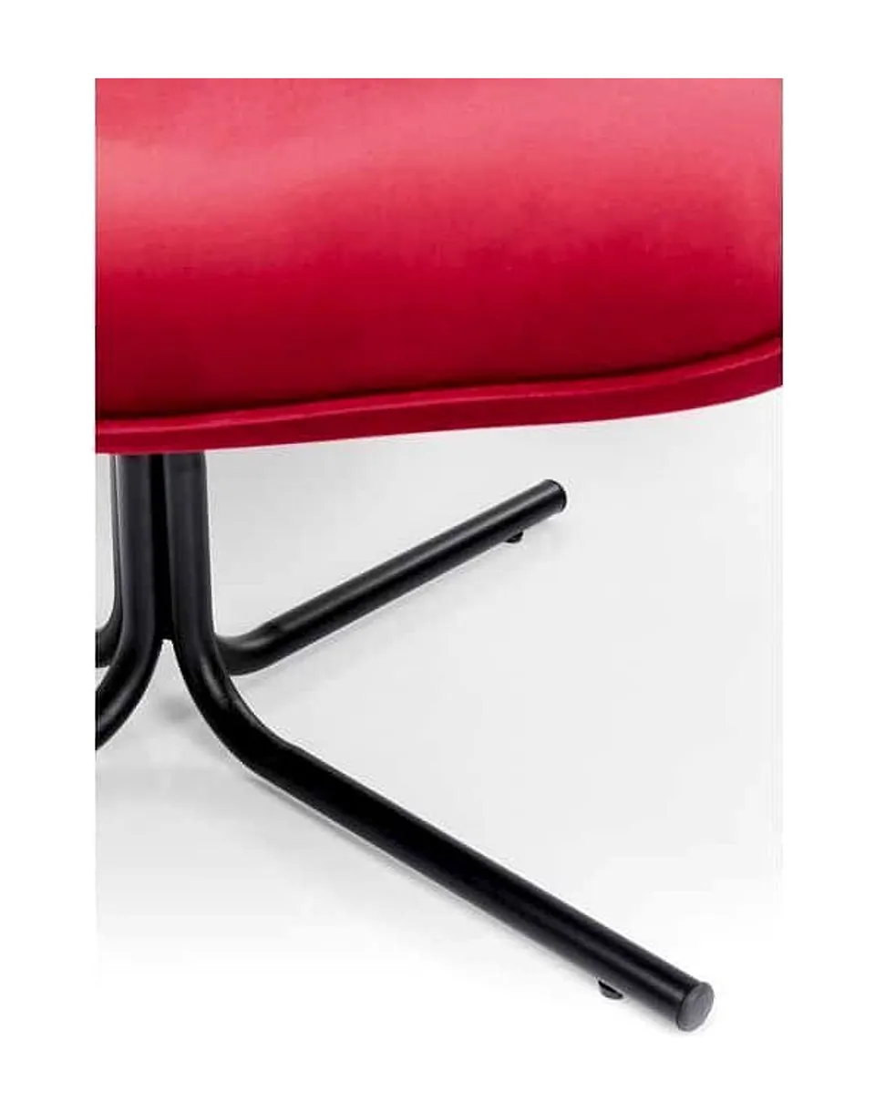 Drehsessel Oscar, Samtoptik Rot, Buchenholz – Ansicht 3