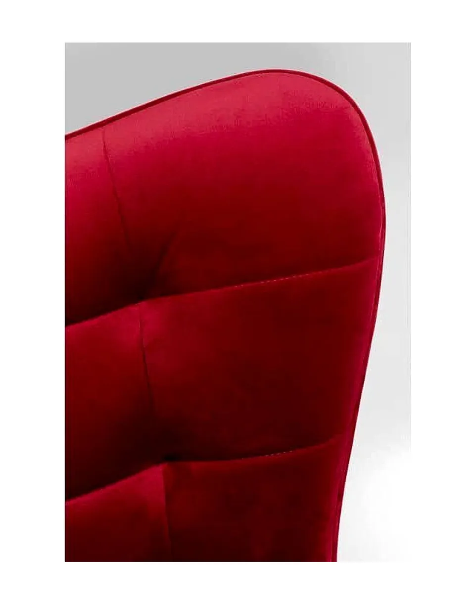 Drehsessel Oscar, Samtoptik Rot, Buchenholz – Ansicht 4