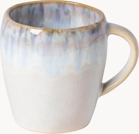 Tasse Costa Nova aus Feinsteinzeug, weiß, blau