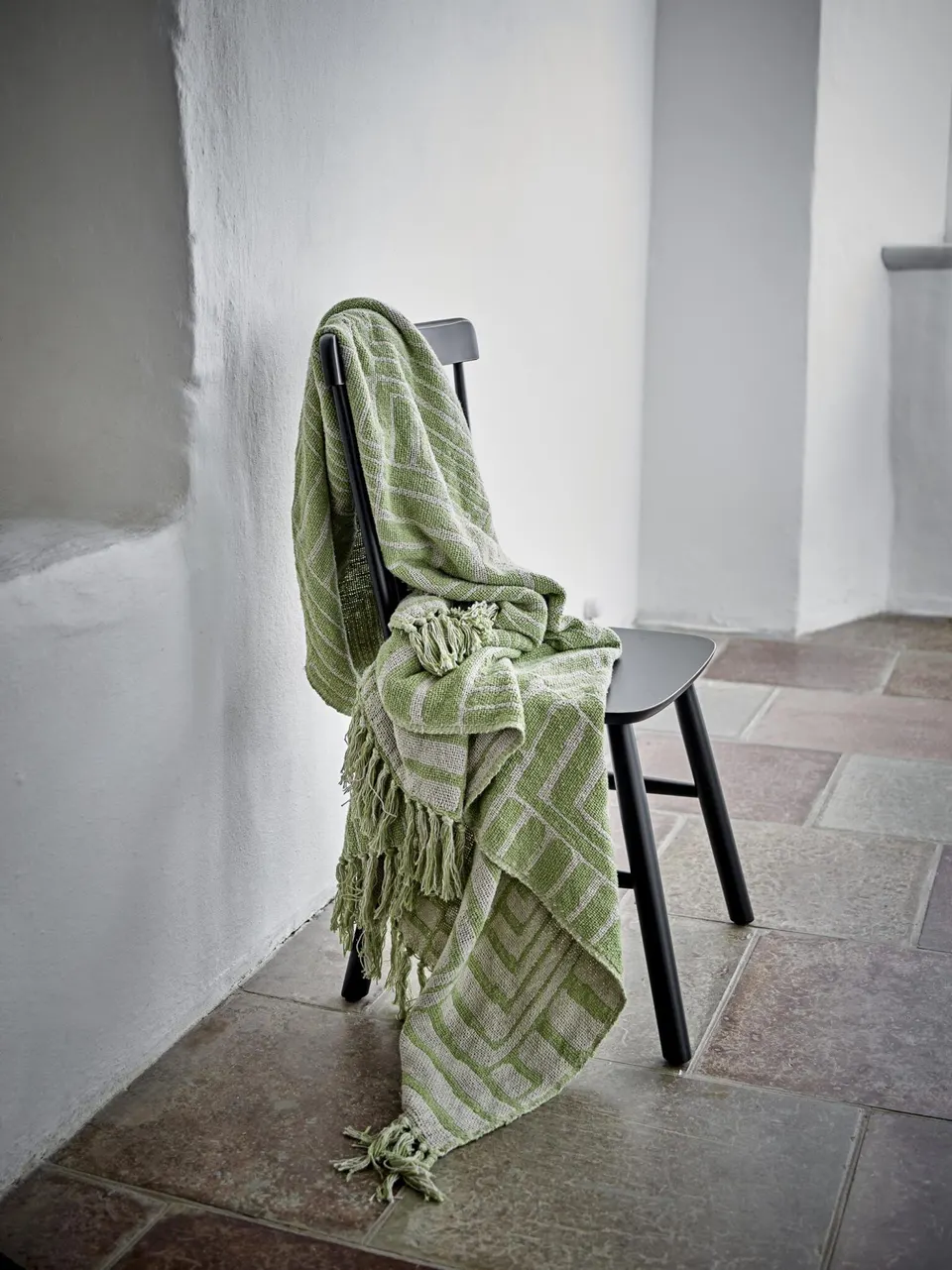 Decke Velva aus recycelter Baumwolle, Grün, 155 × 130 cm – Ansicht 5